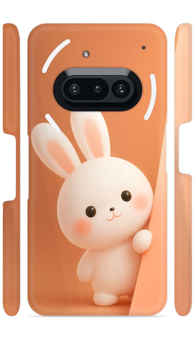 YAPZONE Cute White Bunny Orange Designer Printed Hard Back Cover for Nothing Phone 3A Attractive and Uniquely Crafted Smartphone Case