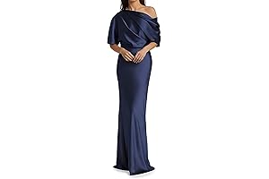 Elegant Off-the-Shoulder Satin Evening Gown for Special Occasions
