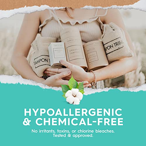 Organic Tampons - Regular Tampons - Safe Non Toxic Tampons - Natural Organic Cotton Tampons - Leak-Free Tampons Organic - Regular Organic Tampons with Cardboard Applicator