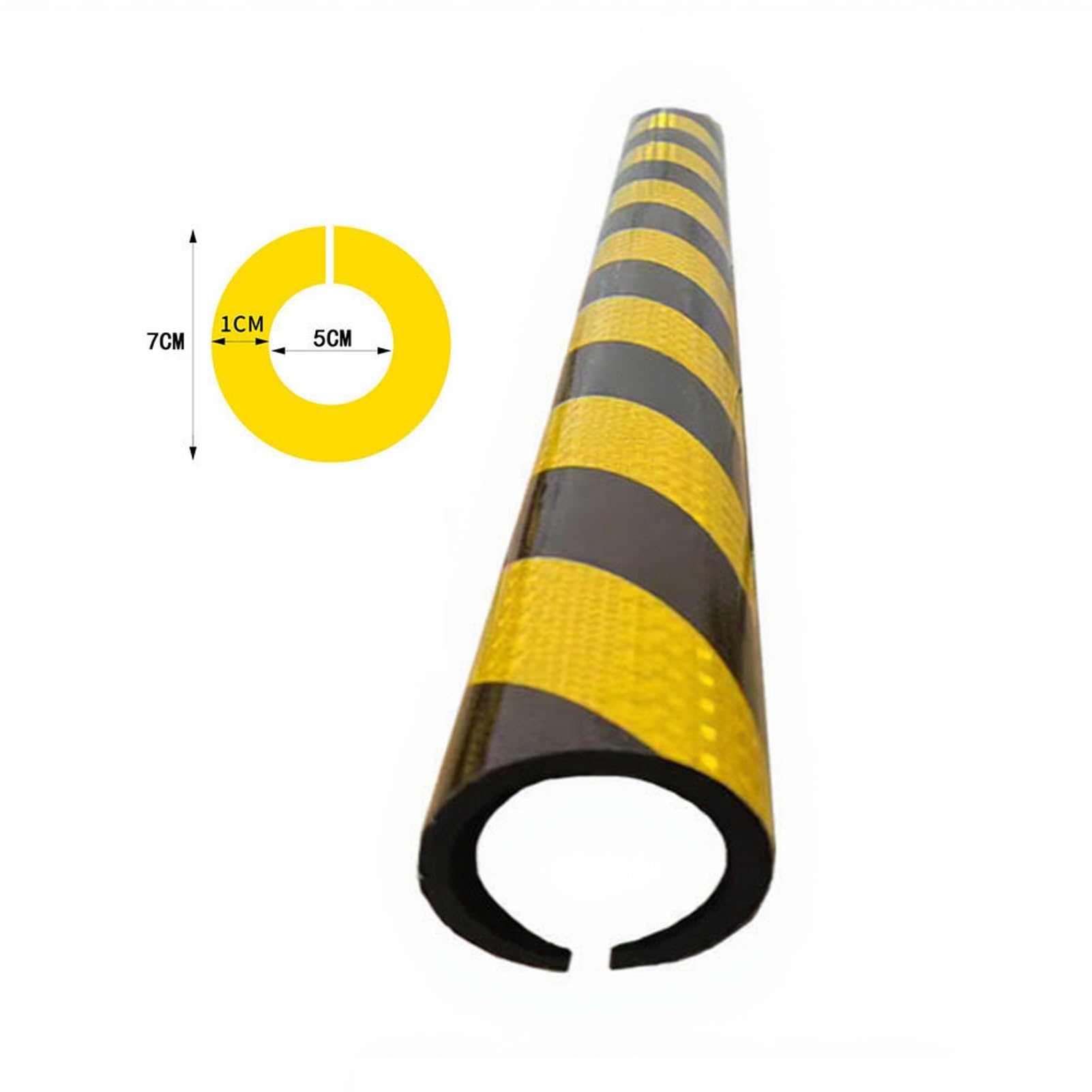 Protector de bordes de espuma acolchado de seguridad, reflectante, industrial, amarillo, negro, autoadhesivo, tiras de goma de tipo redondo, 39 pulgadas, paquete de 5
