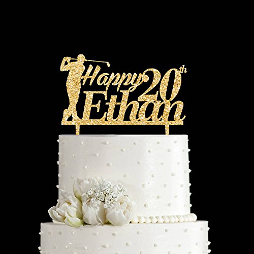 KISKISTONITE Happy Birthday 20th Cake Topper, Golf Theme, Party Decorating Supplies Event Decorations