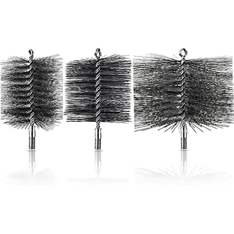 3 Stück Ofenrohrbürste Durchmesser 110 mm, 130 mm, 180 mm Heizkessel Drahtbürste Schornsteinbürste Kaminbürste Rohrbürste Rund aus Stabilem Stahldraht zur Reinigung von Ofenrohr Cover