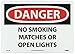 NMC D457AB OSHA Sign, Legend "DANGER - NO SMOKING MATCHES OR OPEN LIGHTS", 14" Length x 10" Height, Aluminum, Black/Red on White