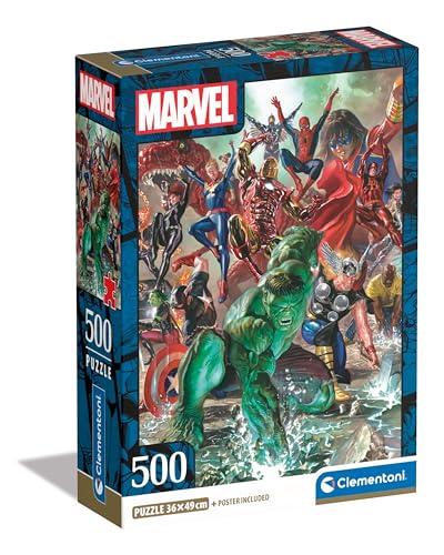 Clementoni Jigsaw Puzzle Marvel The Avengers 500 Pieces - Poster Included, Puzzle for Adults 14-99 Years, Gift for Men/Women, Super Hero, Made in...