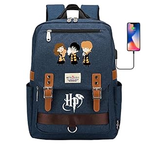 Harry Magic Potter-rugzak, Harry/Hermione/Ron-boekentas, Friendship-rugzak, 7~15-studentenpakket met USB-poort…
