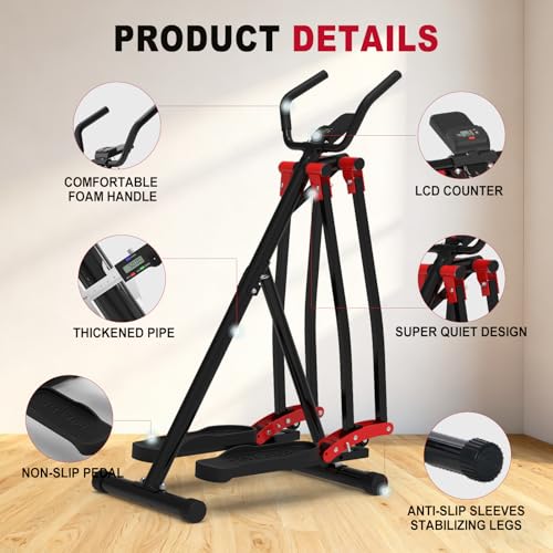 Image of HOTWAVE Air Space Walker, Foldable Elliptical Exercise Machine | Gentle on Joints & Low-Impact. 350lb capacity. Cross trainer stepper. Home gym equipment.