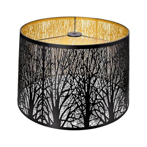 Metal Etching Process Large Lamp Shades, Alucset Drum Big Lampshades for Table Lamp and Floor Light, Pattern of Trees Design, 12x14x10 inch, Spider Cover