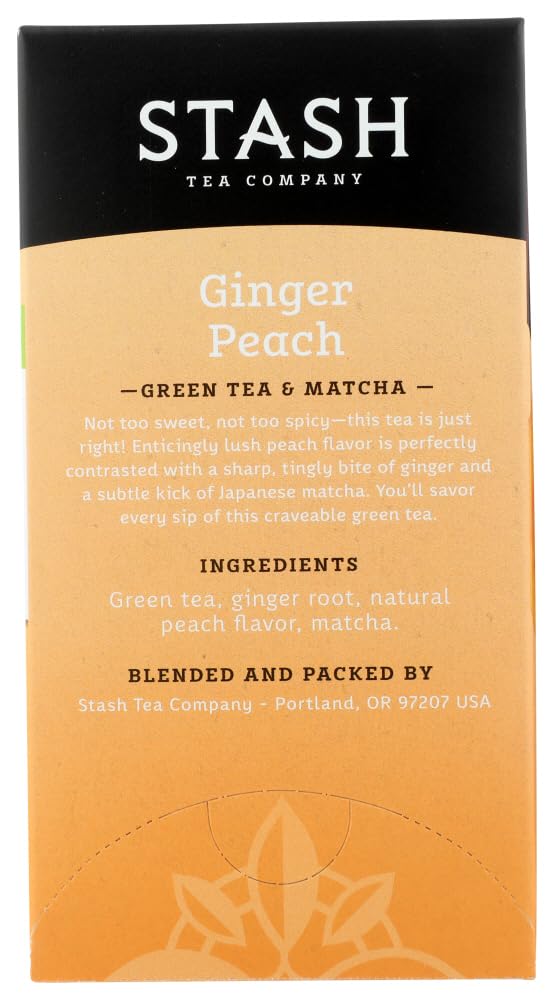Stash Tea Green Tea Ginger Peach with Matcha 18 Tea Bags 1 2 oz Pack of 3 — view 4