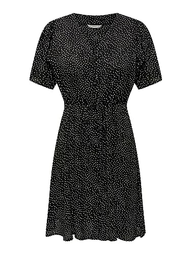 ONLY Damen Onlevida S/S Short Dress WVN Noos, Black/AOP:Milla Dot, M