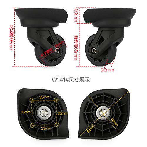 Luggage Wheel,Luggage Suitcase Wheels, 360 Degree Swivel Luggage Mute Wheel Suitcase Replacement Repair Wheels Parts Spinner (W141#)2