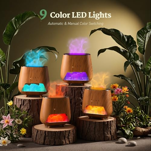 2-in-1 Ultrasonic Aromatherapy Diffuser: Essential Oil Diffuser & Himalayan Salt Lamp, Quiet Scent Diffusers for Home with Cool Mist and Timer Settings - Image 7