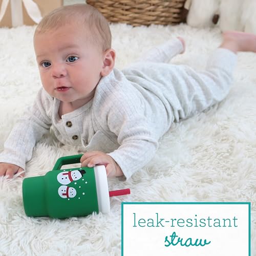 Image of Infantino My 1st Tumbler - Adorable Miniature Tumbler with Leak-Resistant Straw and Toddler-Friendly Handle, Encourages Hydration, Easy to Clean, (290 ml), Green Snowman