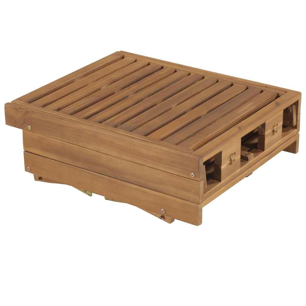 Klappbare Gartenliege aus Akazienholz mit Rückenlehne, inklusive Polster, verstellbar für Terrasse, Balkon, Pool, Strand, im Outdoor-Bereich, langlebig und witterungsbeständig