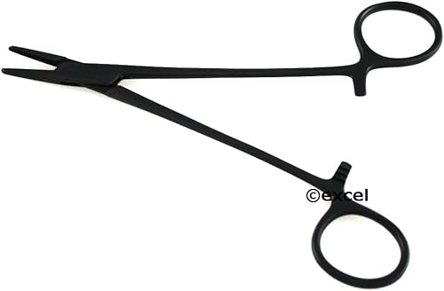 Mayo Hegar - Soportes de agujas dentadas con mandíbulas dentadas, superficie negra no reflectante, Medixplus (5.5 pulgadas)