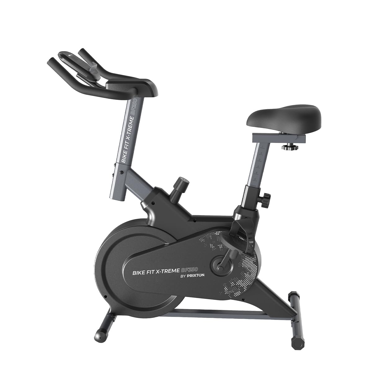 PRIXTON Bicicleta Estática Bike Fit Xtreme para cardio y fitness, Bicicleta de Spinning con Resistencia 6 kg, 7 niveles, Pulsómetro y Pantalla LED, Soporte para dispositivos