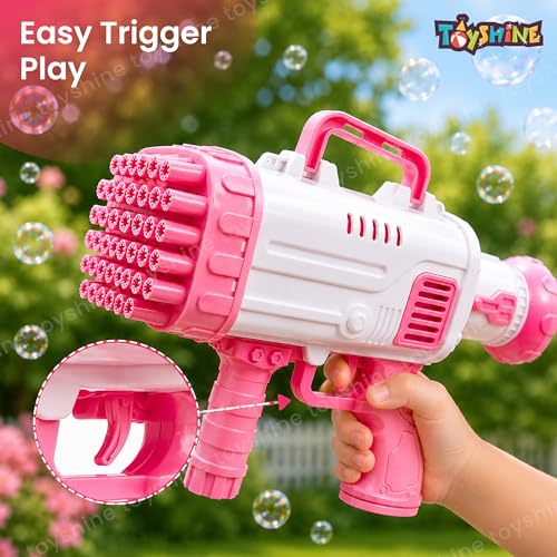 Image of Toyshine Rocket Boom 32 Hole Bubble Blaster for Kids | High Volume Bubble Gun with Solution | Ultimate Bubble Fun Maker - Pink