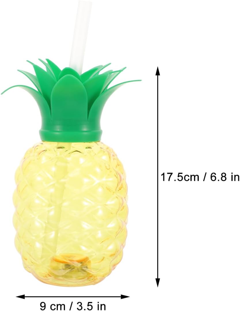 UPKOCH 6pcs Glowing Pineapple Cups with Lids and Straws, Creative 500ml Drinking Cups for Hawaiian Luau Party, Colorful Tiki Tropical Fruit Party Supplies,Summer Beach and Spring Celebrations