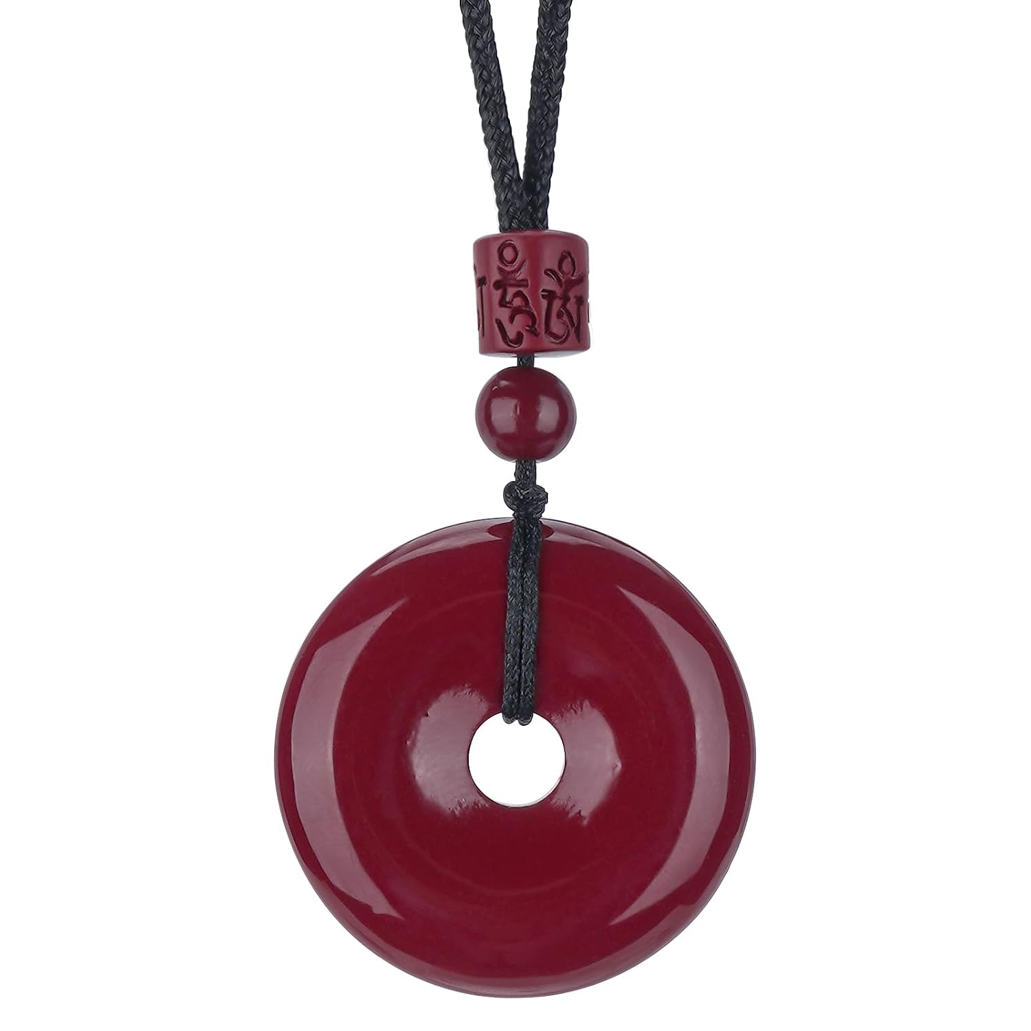 Cinnabar Feng Shui Pendant Necklace – Ping Buckle Peace Amulet for Good Luck and Prosperity, Symbolizing Wealth and Protection, Great Gift
