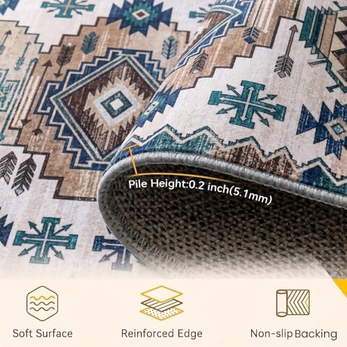 Image of Medallion Vintage Look Carpet for Living Room Bedroom Dining Room | Washable Area Rug with Non Slip TPR Backing | Modern Floor Carpet for Home(Design06-22x55 Inches)