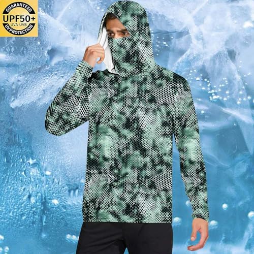 Sun Protection Shirts for Men UPF 50+ Long Sleeve Hoodies with Mask Summer UV Rash Guard Cooling Fishing Shirt2