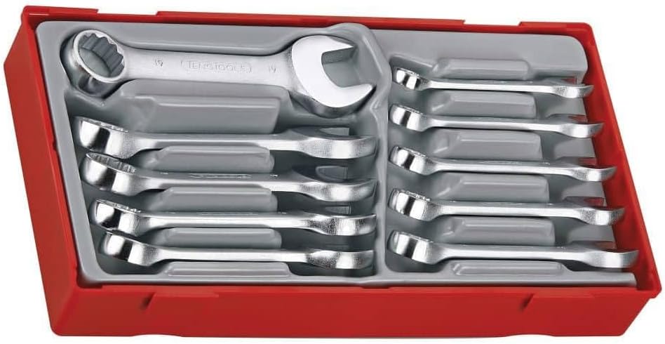 Teng Tools 10 Piece Metric Stubby Combination Wrench Set 10mm - 19mm - TT6010M, Silver
