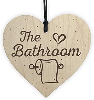 RED OCEAN The Bathroom Shabby Chic Handmade Wooden Heart Sign For Toilet Bathroom Loo Plaque