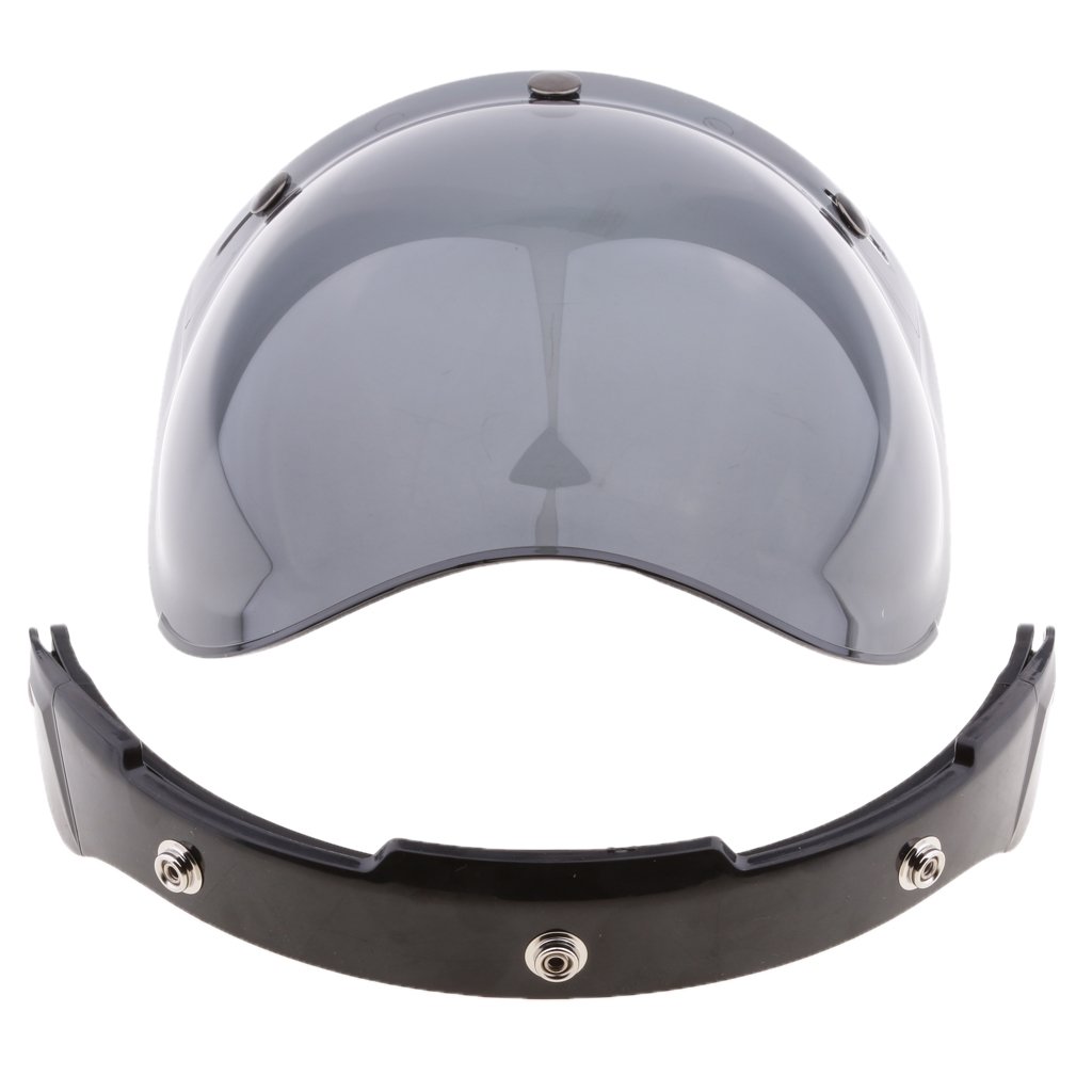 Visière à Bulles Pour Casque 3 Pressions Moto - Lentille PC Résistante - Cadre Argenté - Relevable Et Ajustable - 2