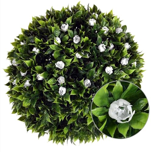 WlP Bolas Artificiales De Flores De Rosas Bolas De Topiario Artificiales, Bolas De Boj Sintéticas con Flores Bolas Colgantes De Plantas Sintéticas Bolas Redondas De Césped De Plástico (Size : 35cm)