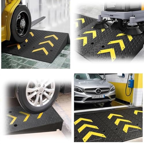 Rampa para bordillo de entrada, rampa portátil de caucho resistente para carretillas elevadoras, camiones, autobuses, automóviles, sillas de ruedas y motocicletas (50 x 80 x 12 cm) miniatura 4