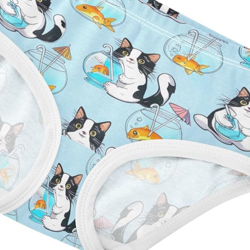 Cute Cats Goldfish Light Blue Toddler Underwear Floral 2t Cotton Panties for Girl Animal Undies Kids Briefs4