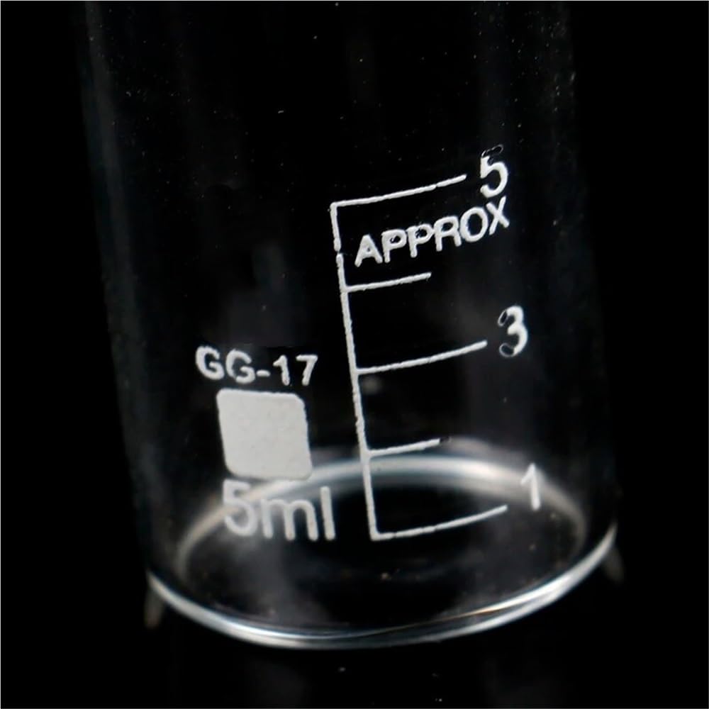 Becher in Vetro borosilicato da 5 ml con beccuccio, becher Trasparente Basso, becher in Vetro borosilicato per Laboratorio Chimico