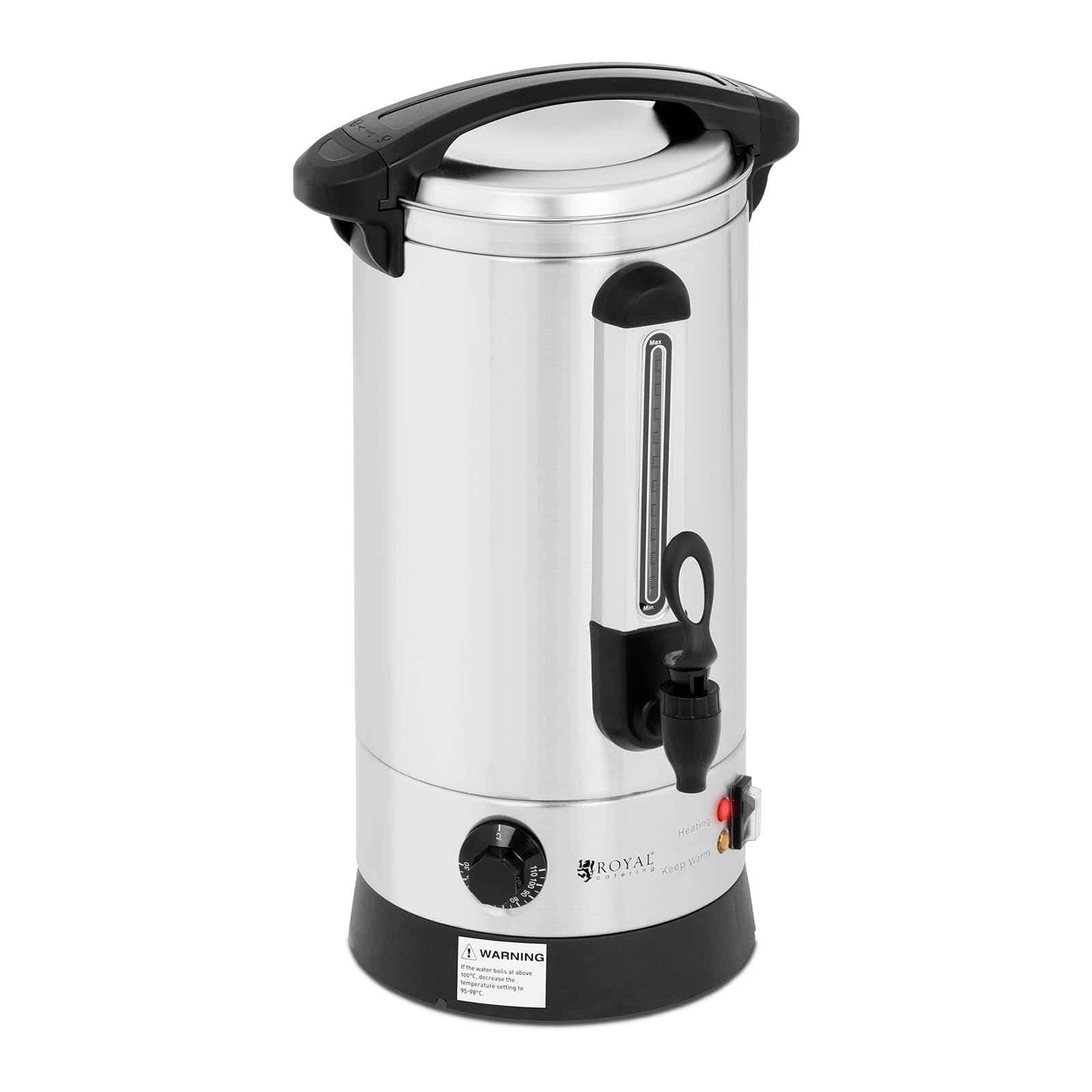 Royal Catering Bollitore Elettrico A Doppia Parete Dispenser Bevande Calde RC-WBDW9 (8,7 litri, 1500 W, Inox)