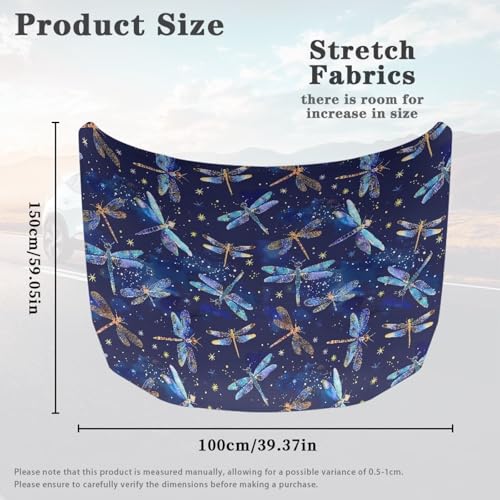Image of Waterproof Car Cover Polyester Elastic Fabrics Blue Dragonfly Car Hood Cover Suitable for Auto Car Truck, Van, SUV, Pickup,Car Accessories