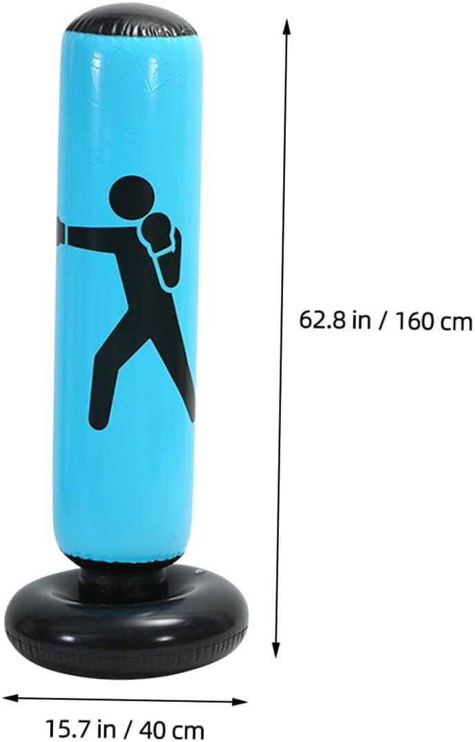Inflatable Standing Punching Bag for Adults, Stable Boxing Fitness Bag with Thickened Blue Column, Training Equipment for Boxing Practice and Stress Relief
