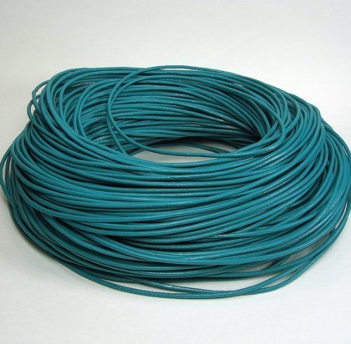 BeadsTreasure 15 Ft of Turquoise Genuine Leather Cord Round 2 mm Diameter.