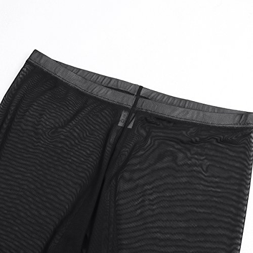 iEFiEL Mens Mesh See Through Home Lounge Pants Nightwear (XL, Black)