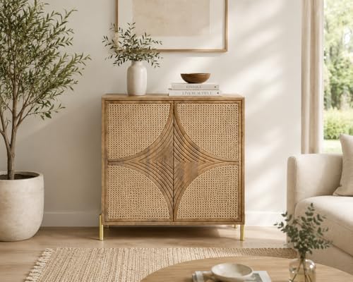 Image of The Attic Arcus Cabinet, Multipurpose Cabinet for Kitchen and Living Room Storage, Classy Sideboard, Solid Mango Wood, Natural Color