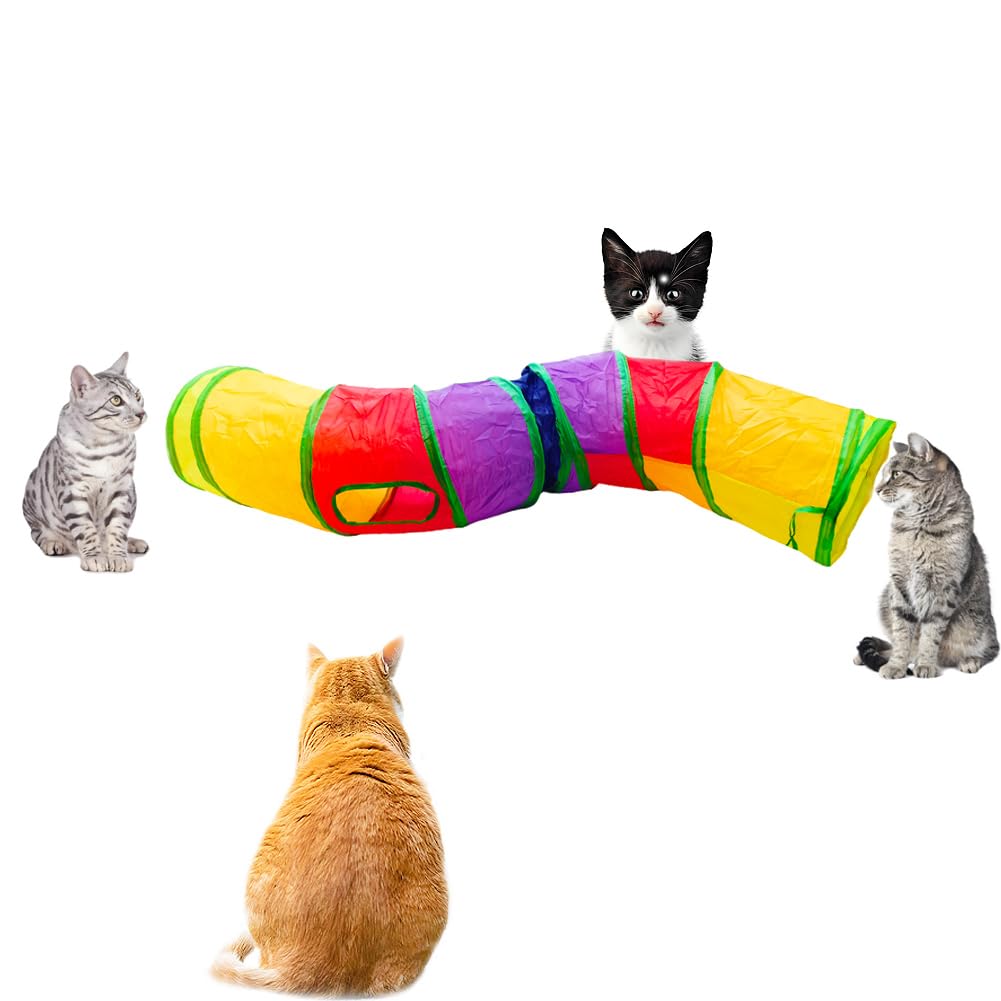 Deofun Cat Tunnel, Cat Tunnels for Indoor Cats, S-Shape Foldable Cats Cave