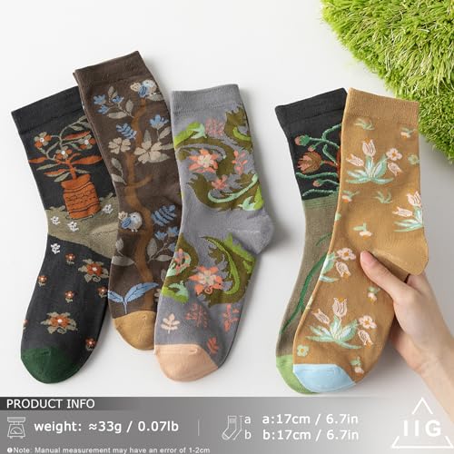 Image of IIG Women's Fashion Cute Cotton Socks Novelty Funny Above Ankle Crew Socks Holiday Gifts for Women 4 /5 Pairs