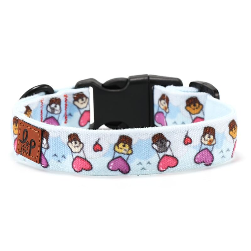 Image of Lana Paws Polycotton Love Ride Skin-Friendly, Fabric Dog Collar Belt, Medium, Adult Indies, Beagles, Cocker Spaniels & Similar, 18 x 1 inch