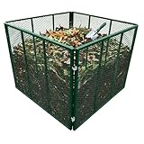 Relaxdays compostiera in Metallo per Giardino, Rete in Acciaio, 80×100×100 cm, 800 l, Verde