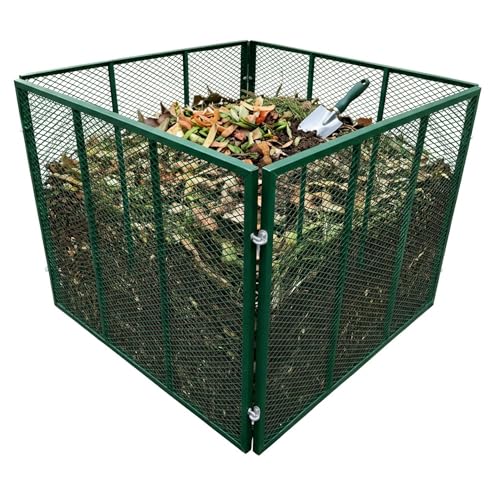 Relaxdays compostiera in Metallo per Giardino, Rete in Acciaio, 80×100×100 cm, 800 l, Verde