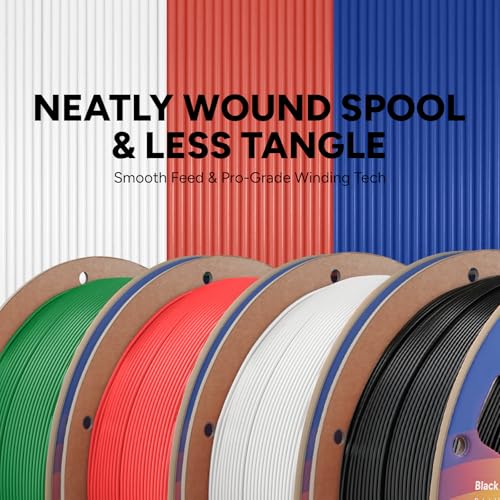 Image of OVERTURE 4KG Bundle High Speed PLA Filament 1.75mm, Neatly Wound 3D Printer Filament 4 Pack 1kg Spool (2.2lbs) Rapid PLA, Fit Most FDM 3D Printers (Black+White+Red+Green)