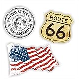folien-zentrum 3 Set Auto-Aufkleber Sticker USA Route 66 Flagge Fahne Decal Shocker Hand JDM Tuning Dub Stickerbomb Illest Fun Oldschool