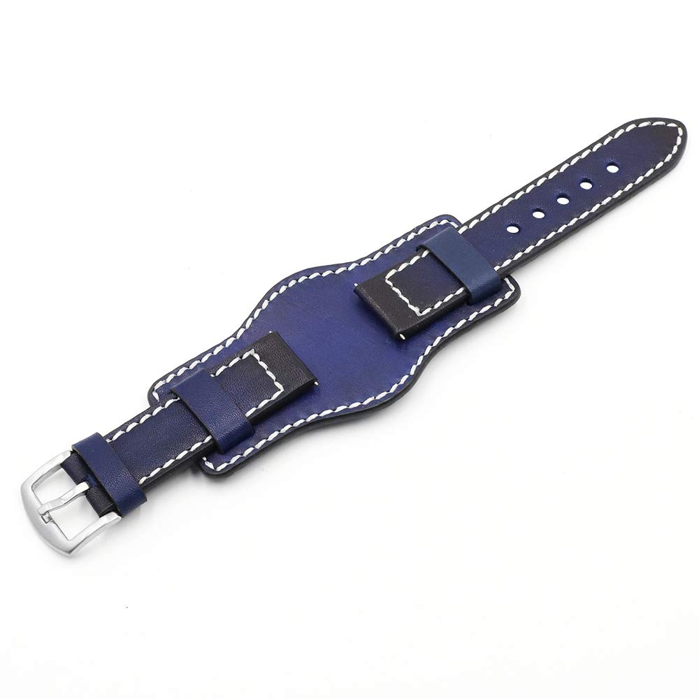 Onthelevel Leather Cuff Watch Strap 20mm 22mm 24mm Vintage Genuine Leather Watch Band with Mat for Men