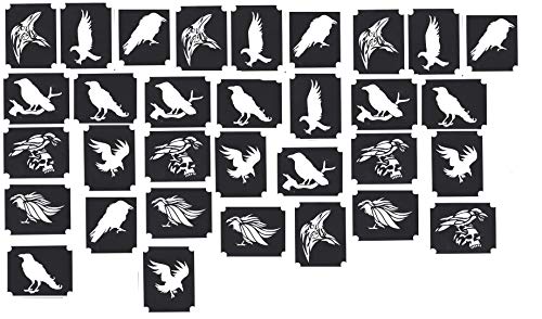 Raven Bird Collections (Raven Bird Tattoo Airbrush Glitter Stencils)
