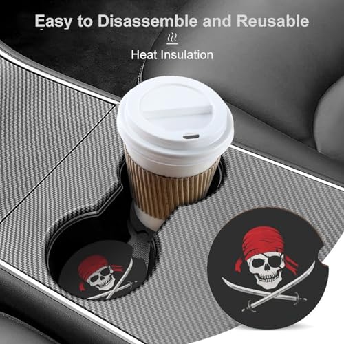 Portavasos para auto diseño calavera pirata retro 4pzs miniatura 4