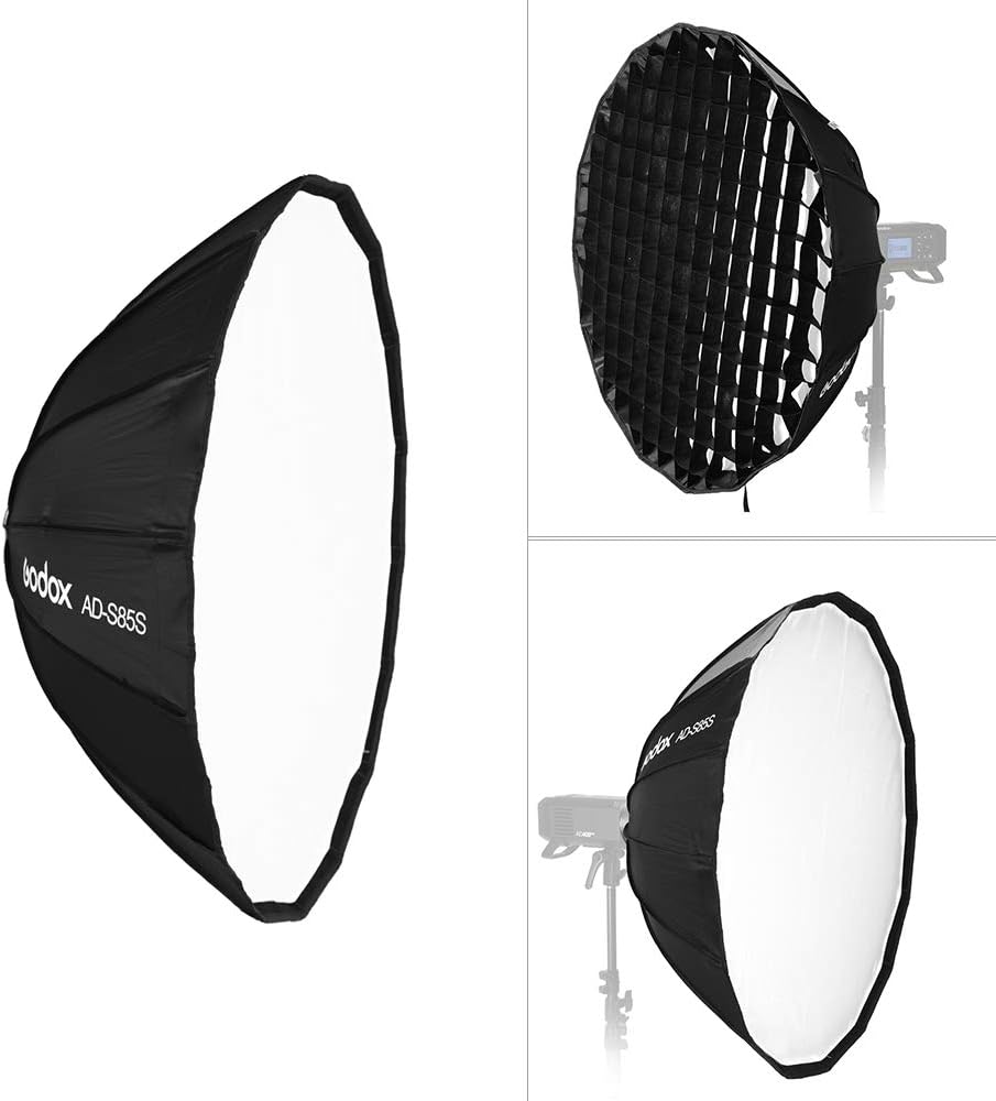 Softbox Parapluie Godox AD-S85W 85 Cm – Pour Flash AD400Pro/AD300Pro, Monture Bowens, Pliable Et Portable