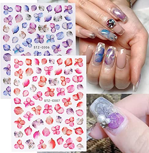 8 Sheets Flowers Nail Art Stickers Decals 3D Nail Art Butterfly Nail Art Stickers Self-Adhesive Slider Foil With Dry Flower Leaves Charms Butterfly Design Manicure Diy Nail Decorations #TOP1