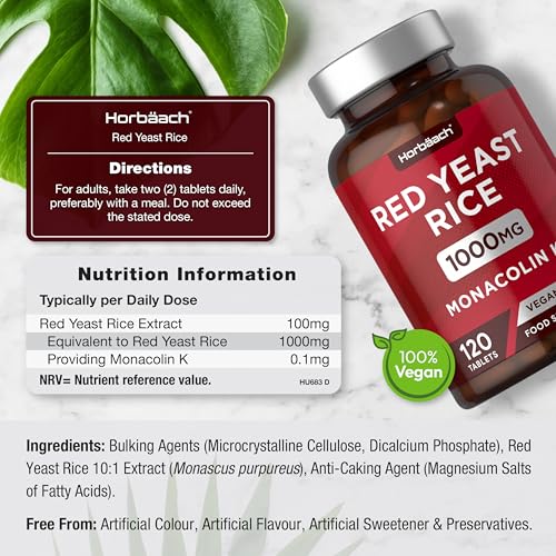 Horbaach Red Yeast Rice 1000mg 120 Vegan Tablets - Image 3